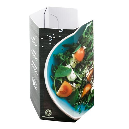 Papier Tischaufsteller, vierseitig.