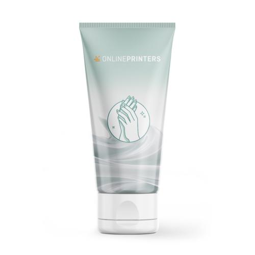 Helltrkise Handcreme im Kunststofftube mit Drehverschluss.