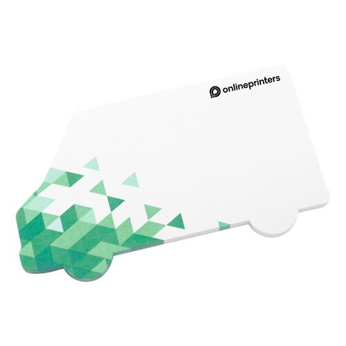 Weisse Haftnotizen in Lieferwagenform.