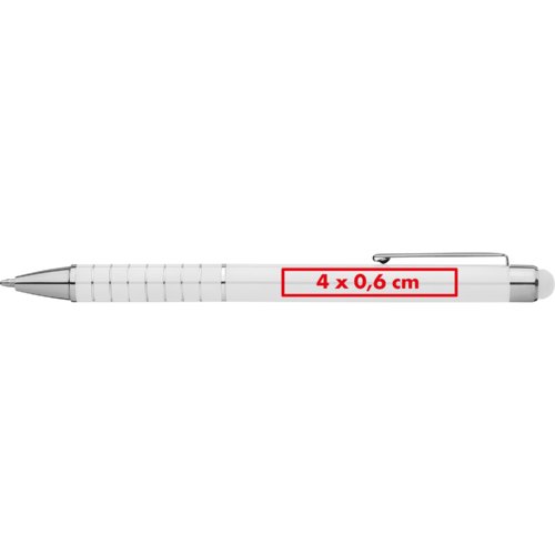 Weißer Kugelschreiber mit Touch-Pen und Clip.