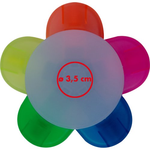 Mehrfarbiger Textmarker mit fnf verschiedenen Farben.