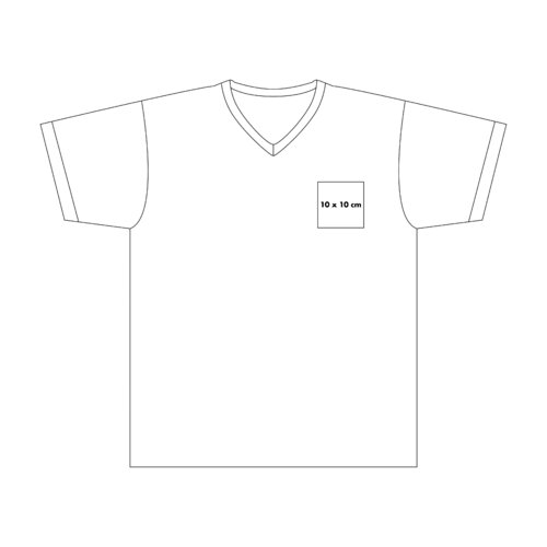 Weißes Baumwoll-T-Shirt mit V-Ausschnitt und kurzen Ärmeln.