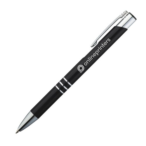 Schwarzes Metallschreibset mit Kugelschreiber und Etui.