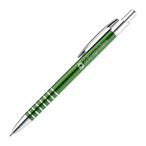 Metall-Kugelschreiber mit Clip und Drehmechanismus.