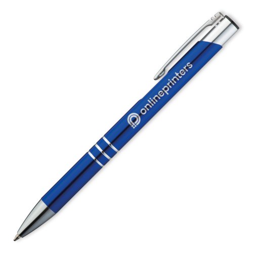 Blauer Metall-Kugelschreiber mit Clip.