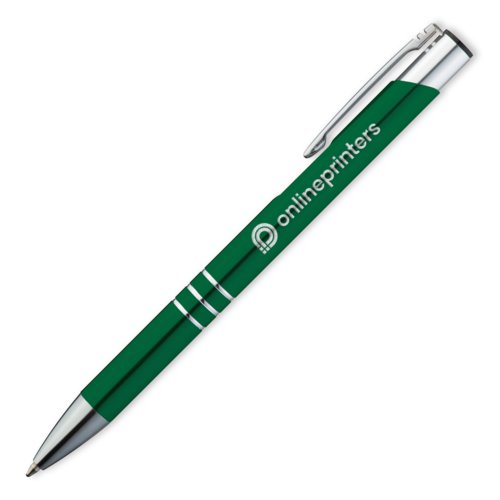 Grüner Metall-Kugelschreiber mit Clip.