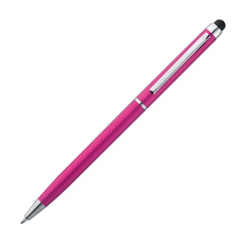 Pinker Metall-Kugelschreiber mit Touchfunktion und Clip.