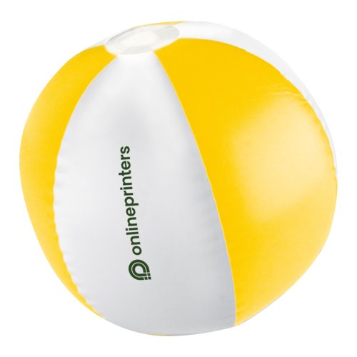 Gelber Strandball aus Kunststoff, zweifarbig.