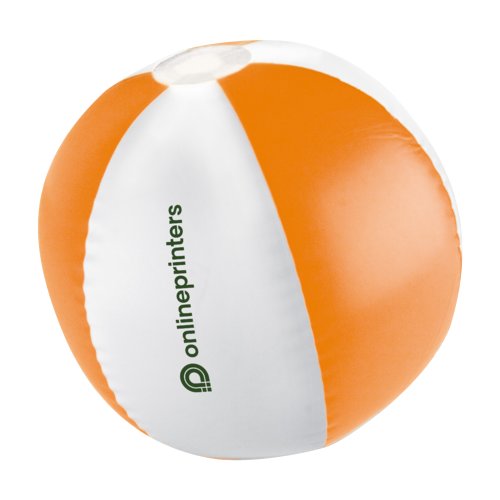 Orangefarbener Strandball aus Kunststoff, zweifarbig.