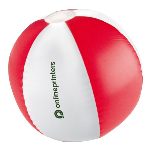 Rot-weier Strandball aus Kunststoff, mehrfarbig.