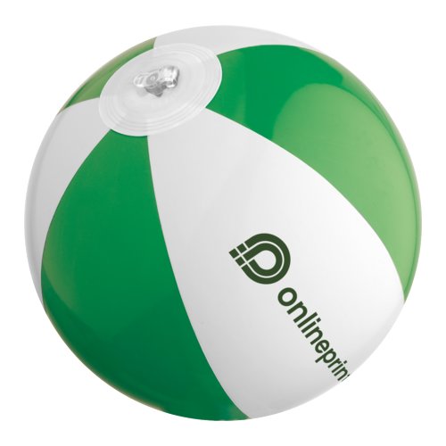Grn-weier Wasserball aus Kunststoff mit aufblasbarem Design.
