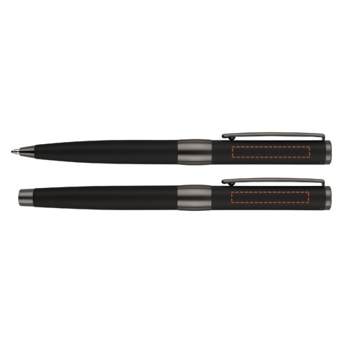 Schwarzes Stift-Set mit Kugelschreiber, Fllhalter und Etui.