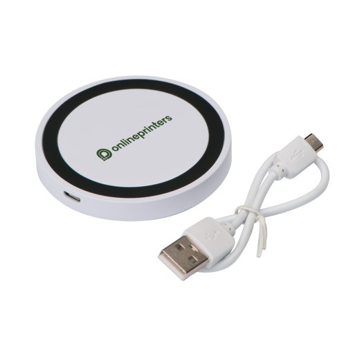 Weies Induktionsladegert mit USB-Kabel.