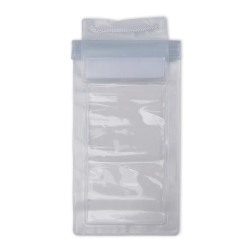 Transparente Handytasche aus Kunststoff mit Muster.
