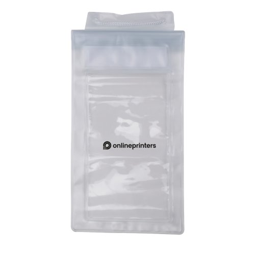 Transparente Handy-Tasche mit Verschluss.