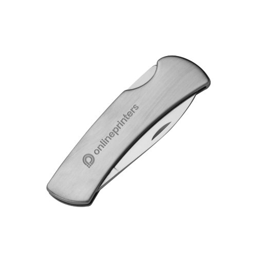 Silbernes Edelstahl-Taschenmesser mit einer Klinge.