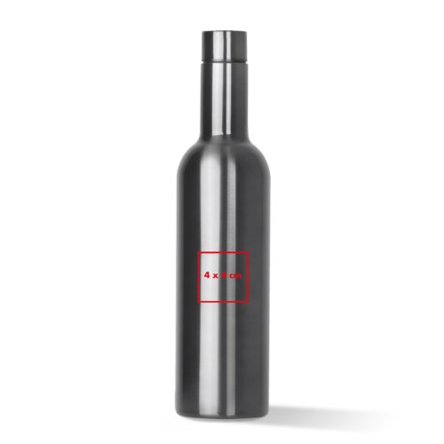 Silberne Thermosflasche aus Edelstahl mit Schraubverschluss.