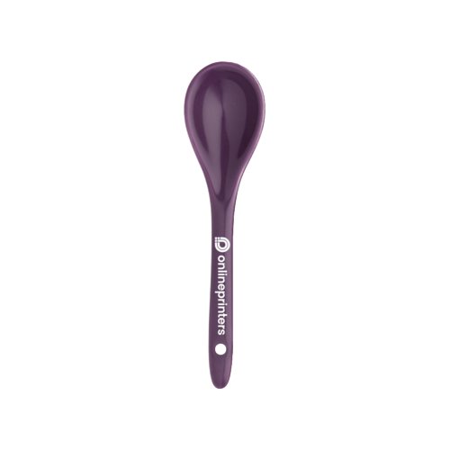 Violettfarbener Keramik-Lffel mit abgerundeter Laffe.
