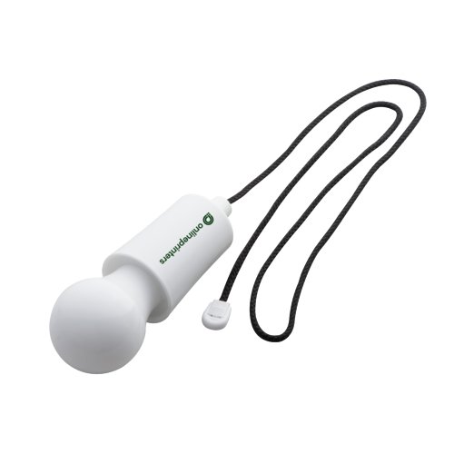 Weie Lampe mit Schnur zum Aufhngen.