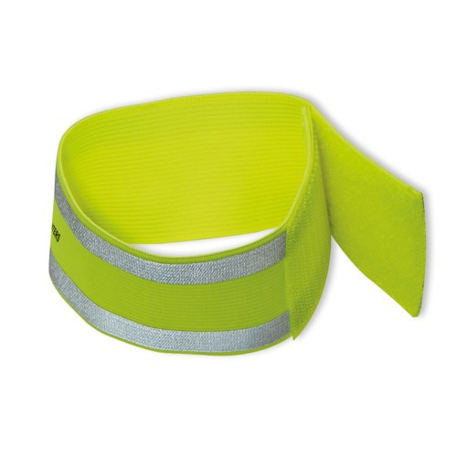 Gelbes, reflektierendes Armband mit Klettverschluss.