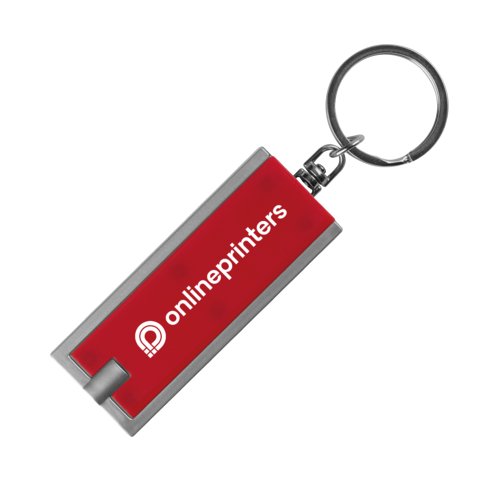 Roter Schlsselanhnger aus Kunststoff mit LED-Licht.