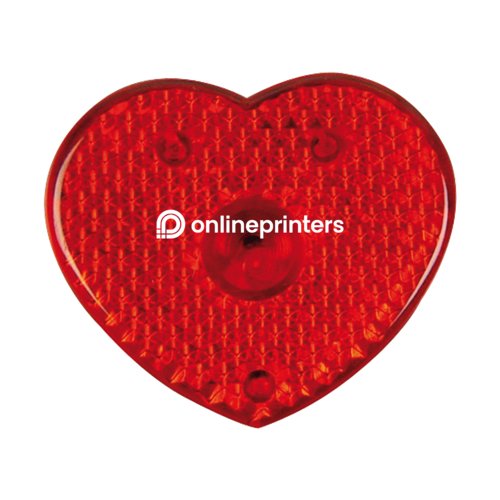 Rotes Blinklicht in Herzform mit Clip zur Befestigung.