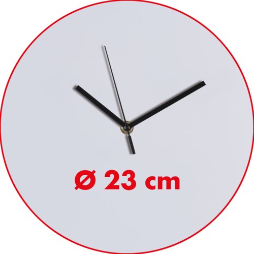 Weie Wanduhr mit Stunden-, Minuten- und Sekundenzeiger.