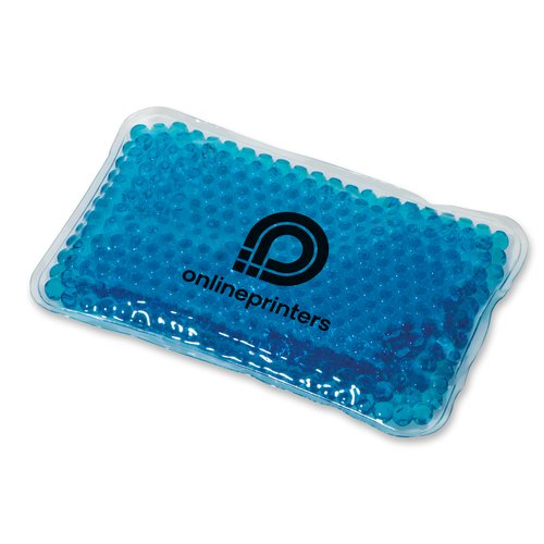 Blaues Khl-/Wrme-Pad mit Gelperlen.