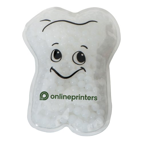 Transparentes Khl-/Wrme-Pad in Zahnform, wiederverwendbar.