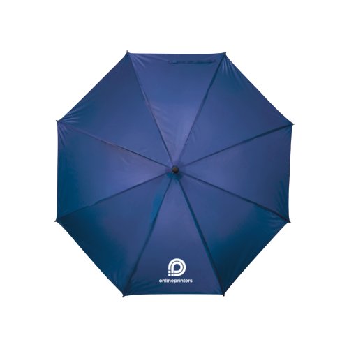 Blauer Regenschirm mit manuellem ffnungsmechanismus.