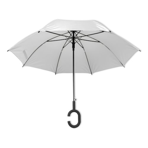 Weier Regenschirm mit speziellem Griff.