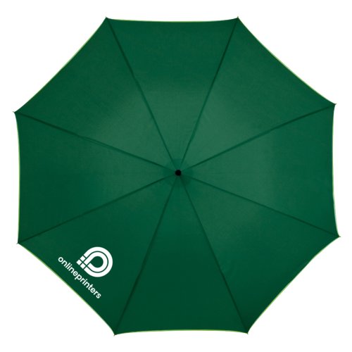 Grüner Automatik-Regenschirm mit Bezug und Griff.