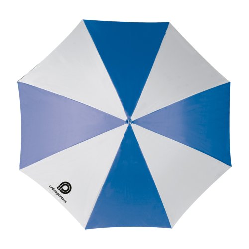 Blauer Automatik-Stockschirm mit groem Durchmesser.