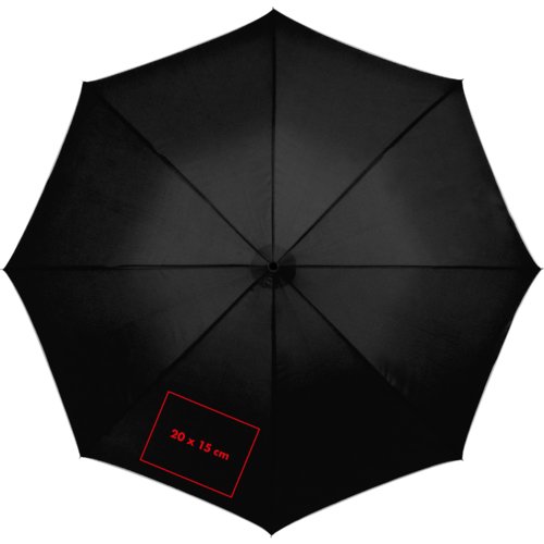 Schwarzer Automatik-Regenschirm mit Bezug und Griff.