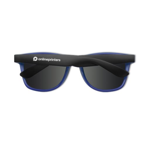 Blaue Sonnenbrille aus Kunststoff mit dunklen Glsern.