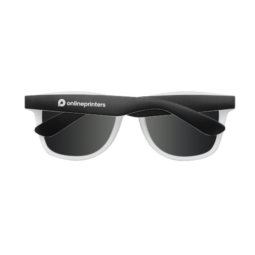 Weisse Kunststoff-Sonnenbrille im klassischen Design.