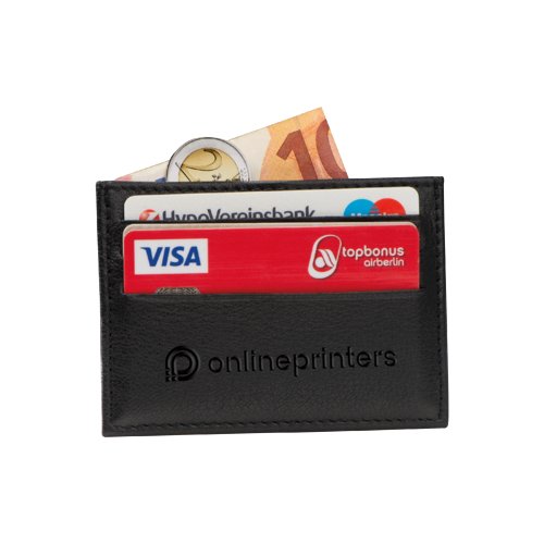 Schwarzes Kartenetui aus Leder mit RFID-Schutz.
