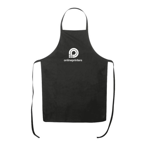 Schwarze Baumwollsch�rze mit Nackenband und langen Bindeb�ndern.