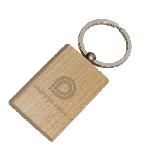 Heller Holz-Schlüsselanhänger mit Metallring.