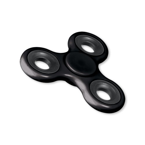 Schwarzer Kunststoff-Fidget Spinner mit drei Flgeln.