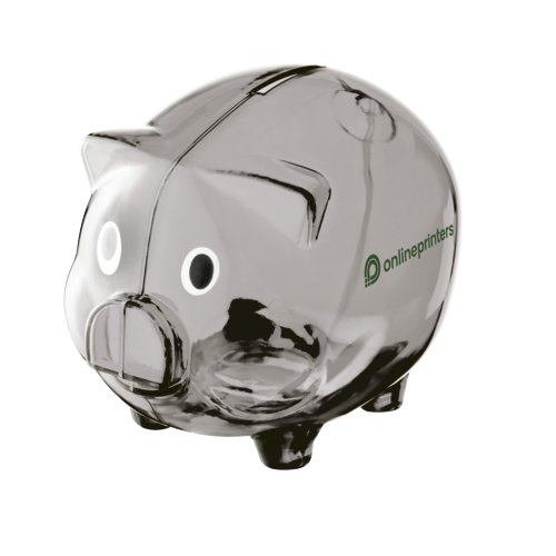 Silbernes Sparschwein aus Kunststoff.