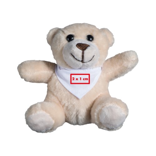 Beiger Plüsch-Teddybär mit Halstuch für Babys.