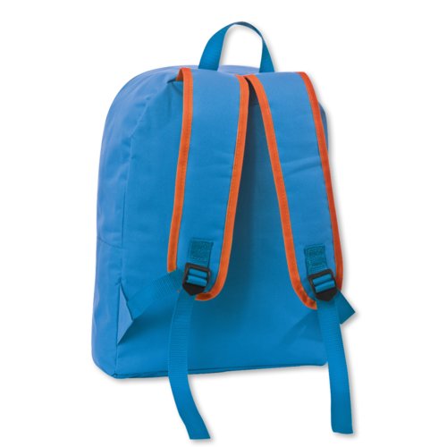 Trkisfarbener Rucksack aus Stoff mit verstellbaren Trgern.