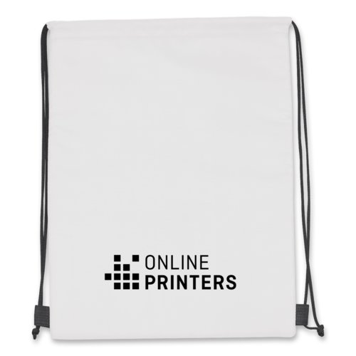 Wei�er Polyester Sportbeutel/K�hltasche mit Kordelzug.