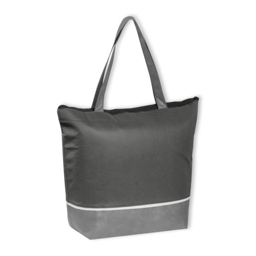 Anthrazitfarbene K�hltasche aus Vliesstoff mit Rei�verschluss.