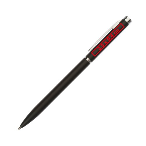 Schwarzer Metall-Kugelschreiber mit Clip und Drehmechanismus.