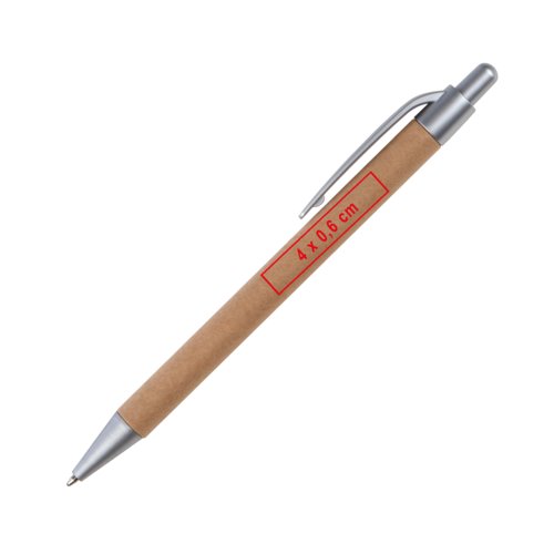 Brauner Papier-Kugelschreiber mit Metallelementen und Clip.