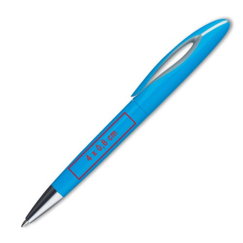 Blauer Kunststoff-Kugelschreiber mit Clip.