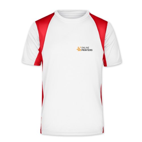 Weißes/rotes Funktionsshirt aus Polyester für Herren.