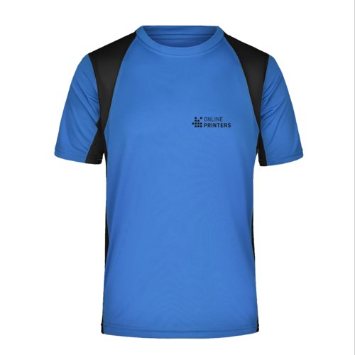 Blaues Funktionsshirt aus Polyester für Herren mit kurzen Ärmeln.